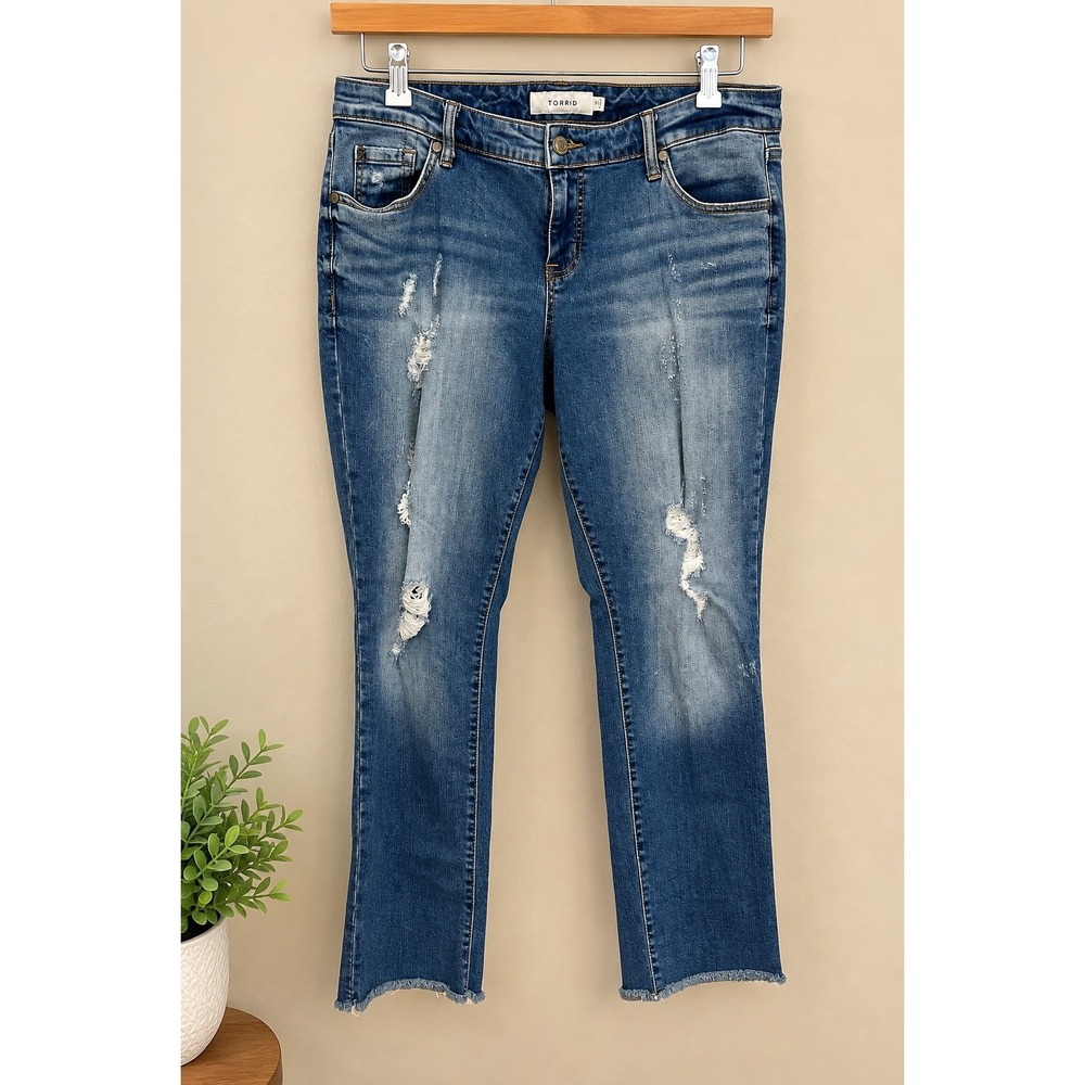 Torrid Distressed Skinny Jeans Frayed Raw Hem Denim Plus Size 16 Millennial